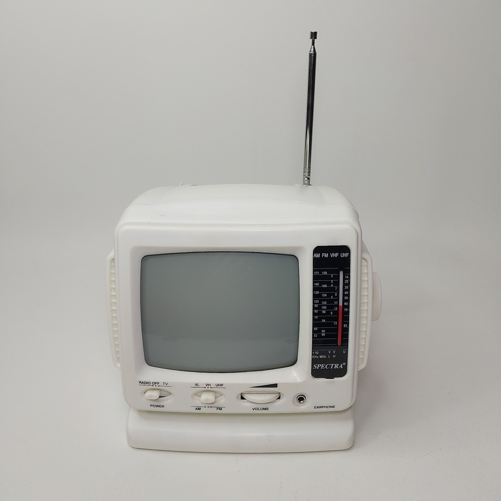 Vtg Spectra 5 Inch Black And White TV Radio Receiver Model 52-BWR-WA No Cord